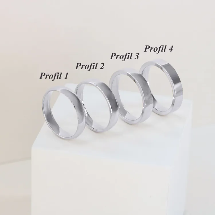 4 och 3 mm vigselsringar i 9 karat vitguld 0,02 ct - set