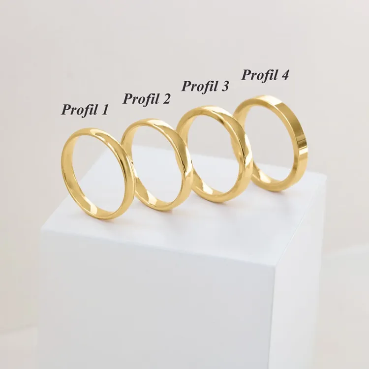 5 och 3 mm vigselsringar i 9 karat guld 0,02  ct - set