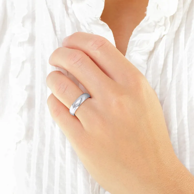 5 och 3 mm vigselsringar i 14  karat vitguld 0,02  ct - set
