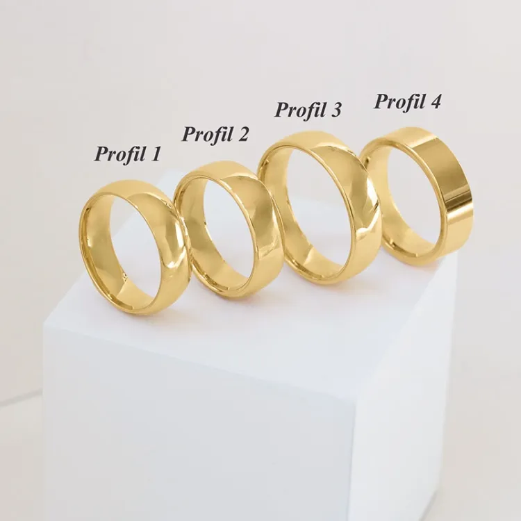 Bredd 6 mm vigselsringar i 14  karat guld - set