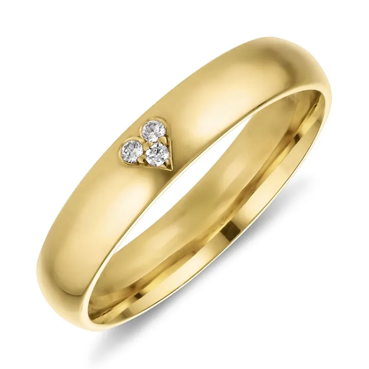 4 mm hjärta diamant vigselsring i 9 karat guld 0,01 ct