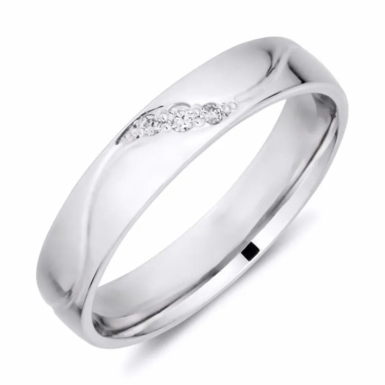 4 mm diamant vigselsring i 14  karat vitguld 0,008 ct och 0,015 ct