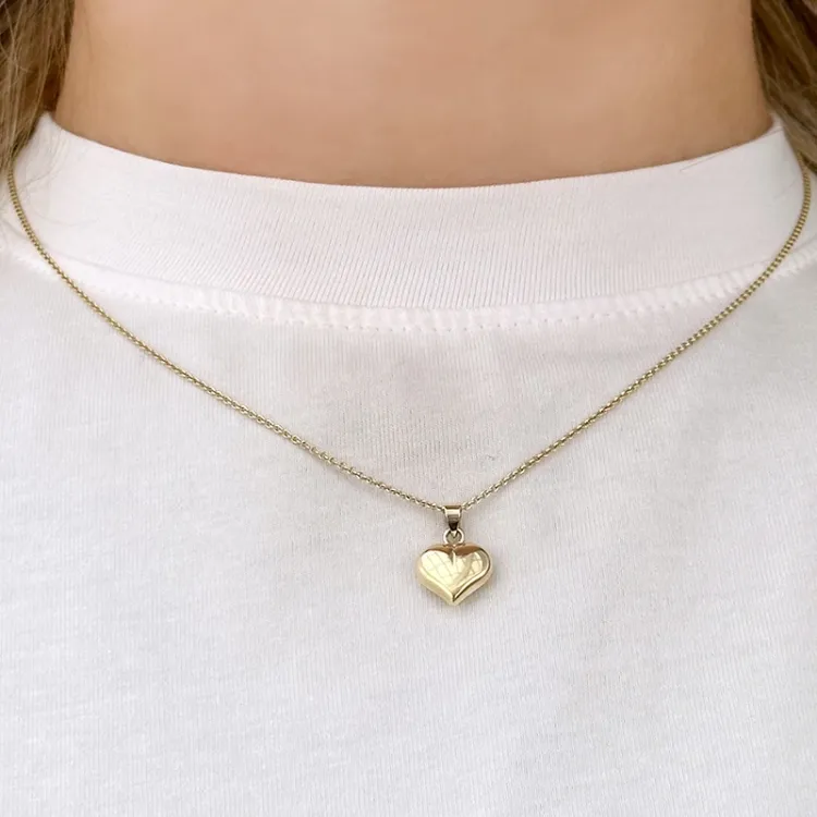 hjärta halsband i förgyllt silver med hängen i 9 karat guld - Amoré