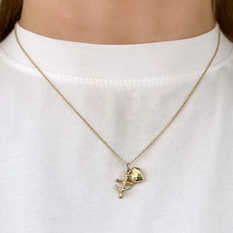 tro-hopp-kärlek halsband i förgyllt silver med hängen i 9 karat guld - Amoré