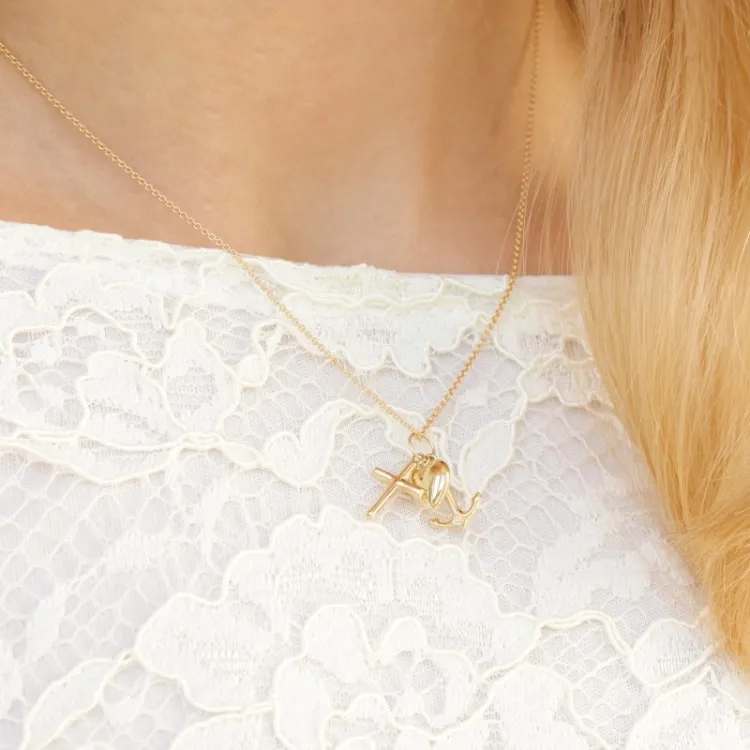 tro-hopp-kärlek halsband i förgyllt silver med hängen i 9 karat guld - Amoré