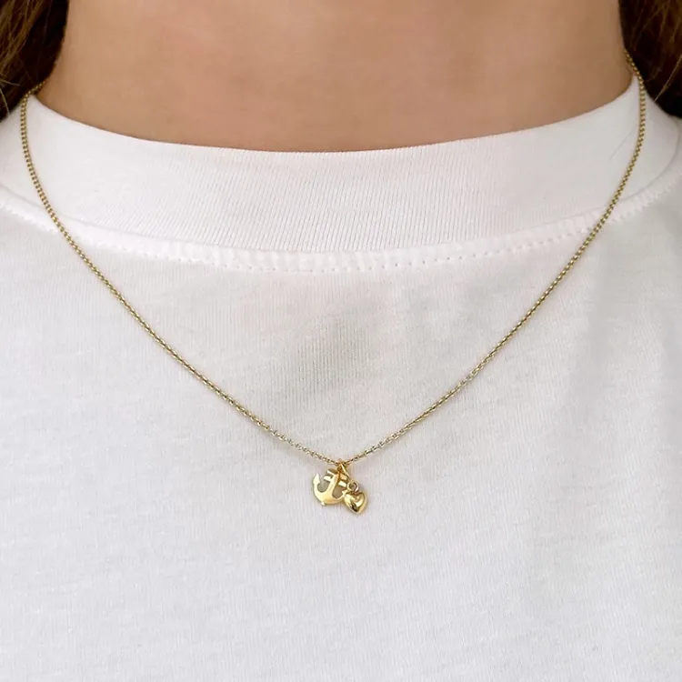 tro-hopp-kärlek halsband i förgyllt silver med hängen i 9 karat guld - Amoré