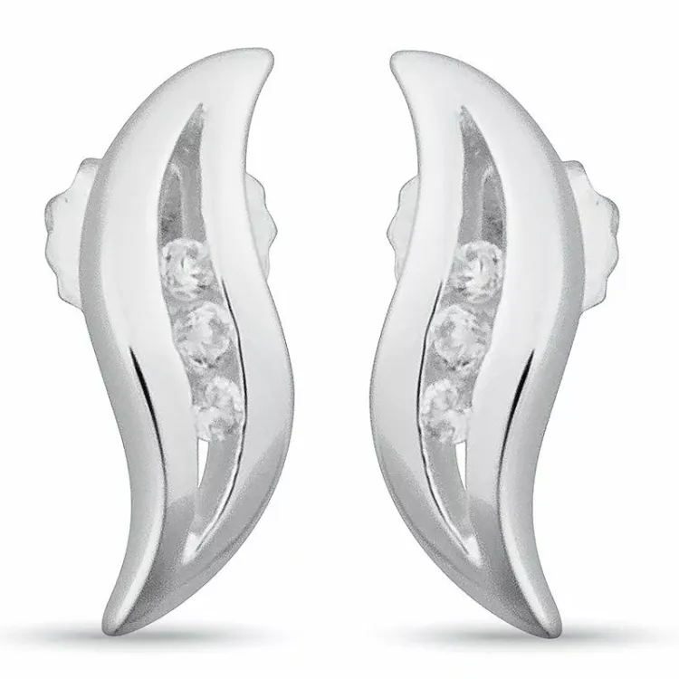 zirkon örhängestift i silver