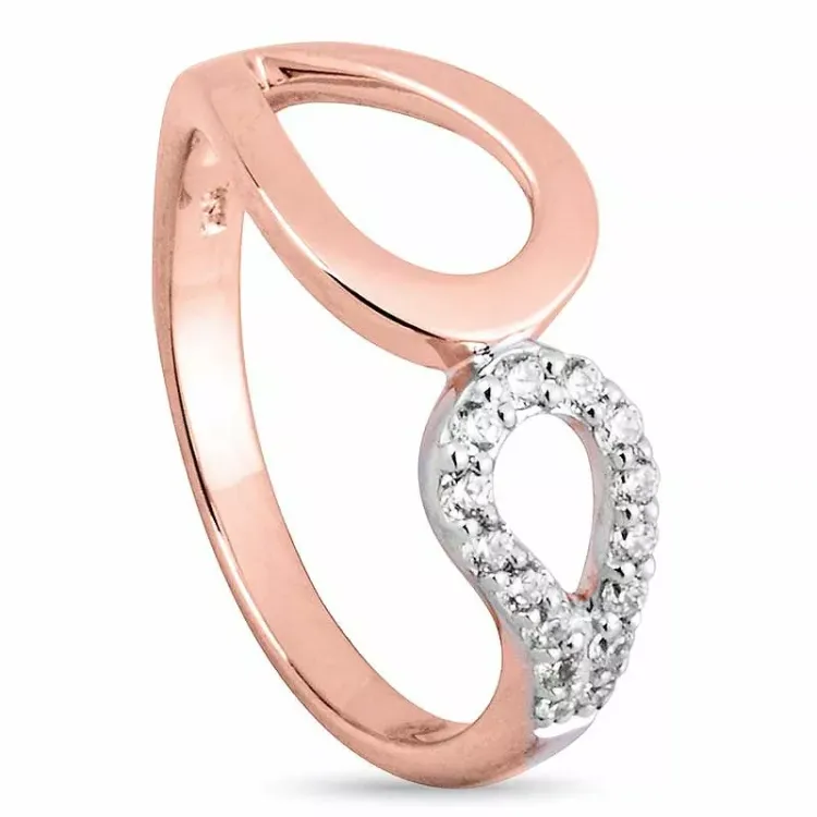 zirkon ring i silver med rosabelagt silver