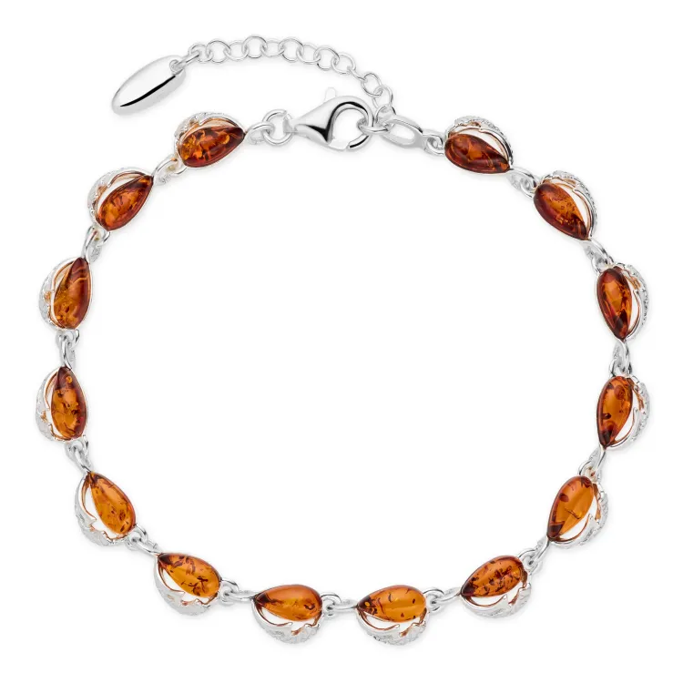 elegant bärnsten armband i silver