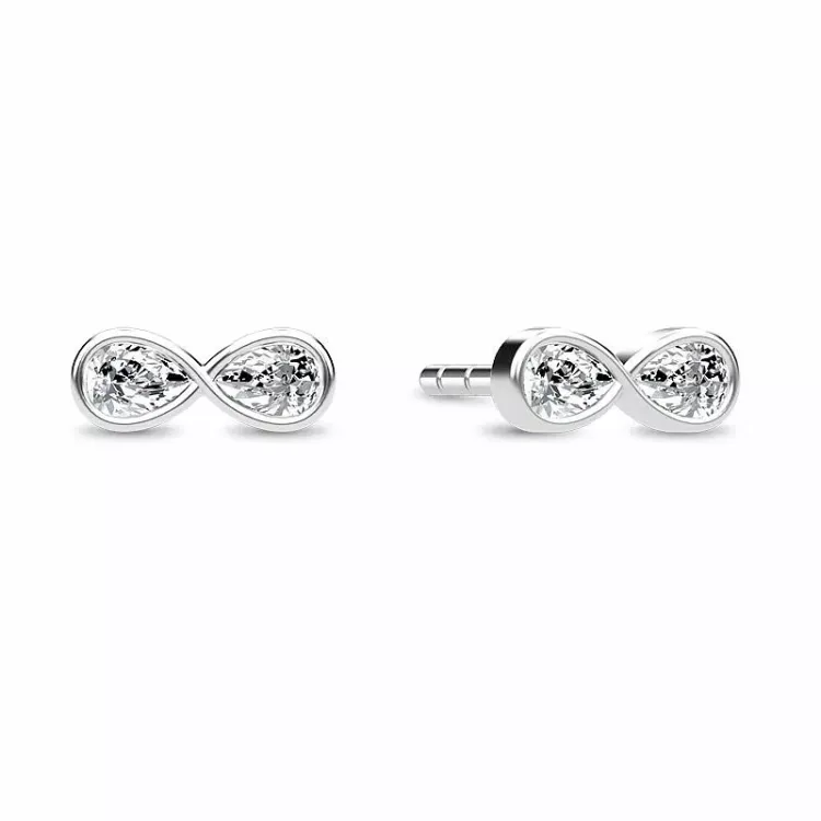 Spinning Endless earring infinity zirkon örhängen i silver vit zirkon