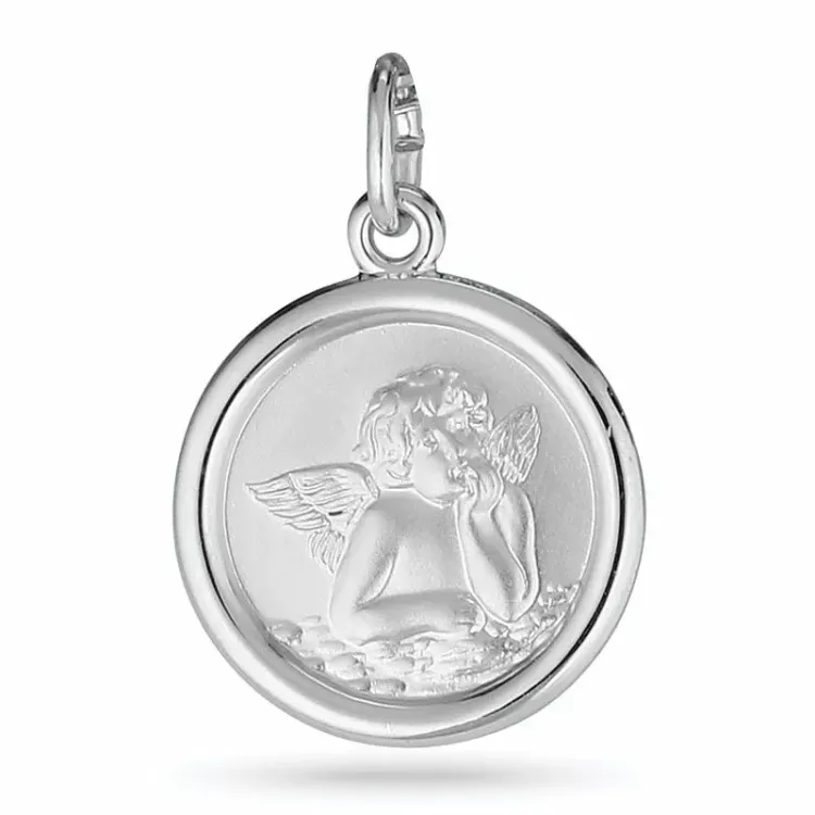 runt ängel hängen i rhodinerat silver