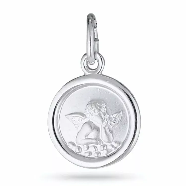 runt ängel hängen i rhodinerat silver