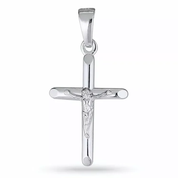 Jesus kors hängen i rhodinerat silver - Amoré