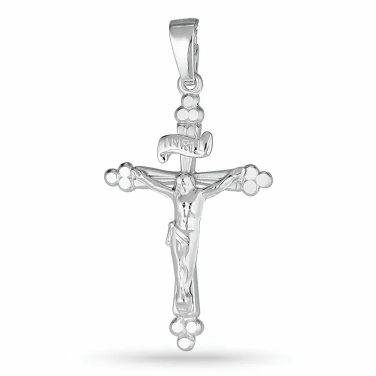 Jesus kors hängen i rhodinerat silver - Amoré