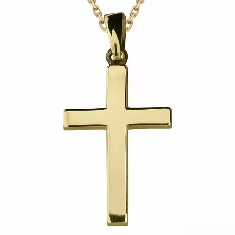 kors halsband i förgyllt silver med hängen i 8 karat guld - Amoré