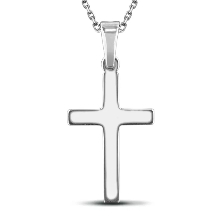 12 x 18 mm kors hängen med halskedja i silver - Amoré