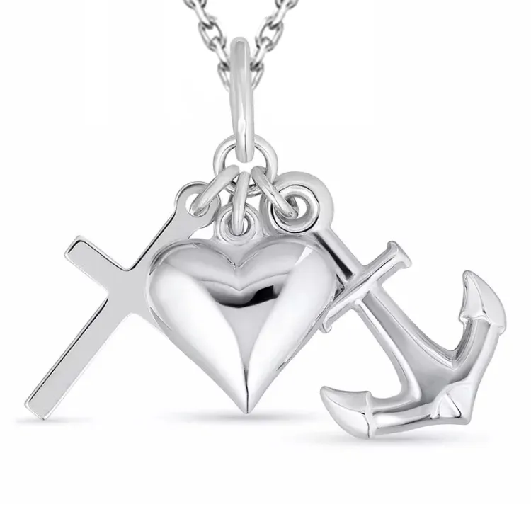 tro-hopp-kärlek halsband i silver med hängen i silver - Amoré