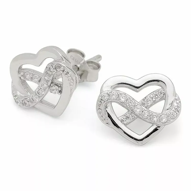 hjärta infinity zirkon örhängen i silver