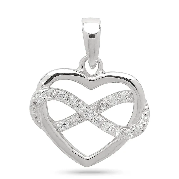 Hjärta infinity zirkon hängen i silver