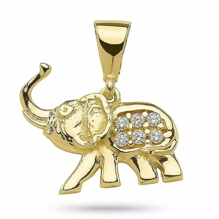 Kollektionsprov elefant zirkon hängen i förgyllt silver
