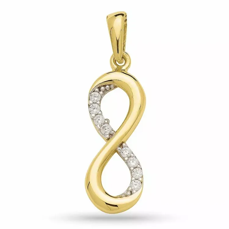 infinity zirkon hängen i förgyllt silver med rhodination