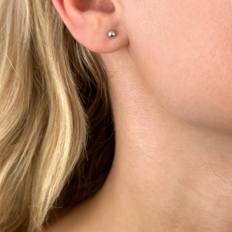 3 mm kula örhängen i silver