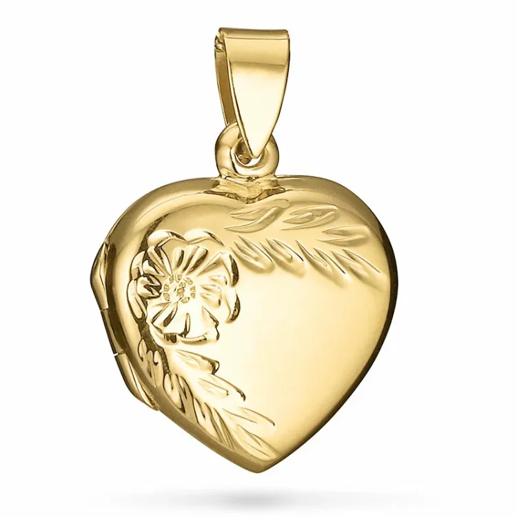 18 x 20 mm hjärta medaljong i förgyllt silver