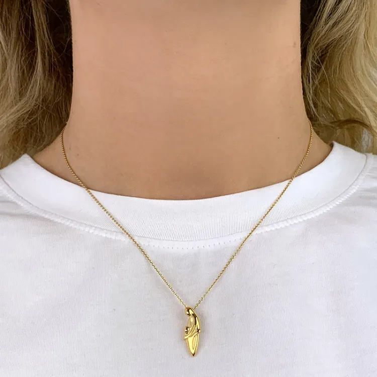 mor och barn hängen i förgyllt silver