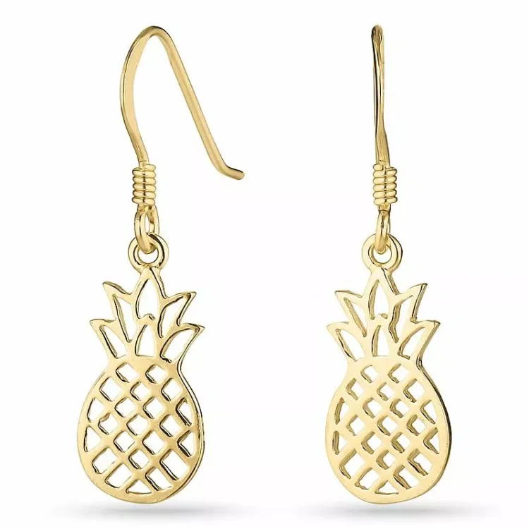 Långa ananas örhängen i förgyllt silver