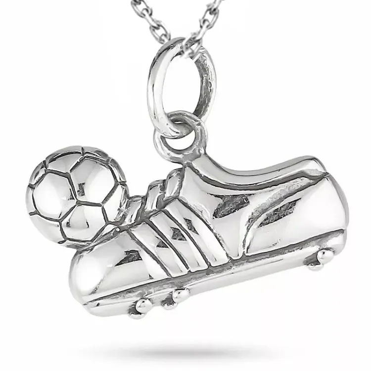 fotbollsskor halsband i silver med hängen i silver
