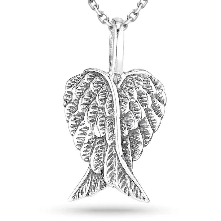 vinge halsband i silver med hängen i silver