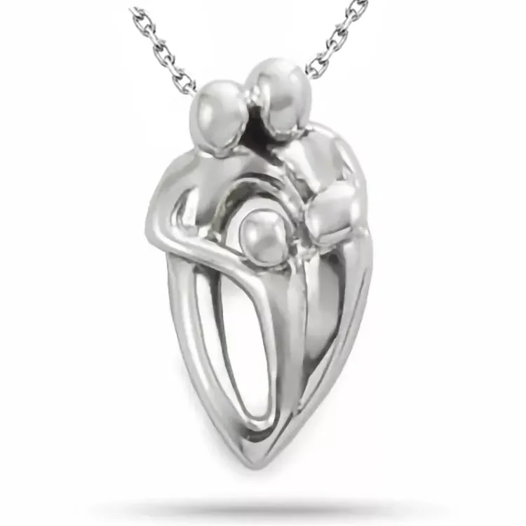 mor och barn halsband i silver med hängen i silver