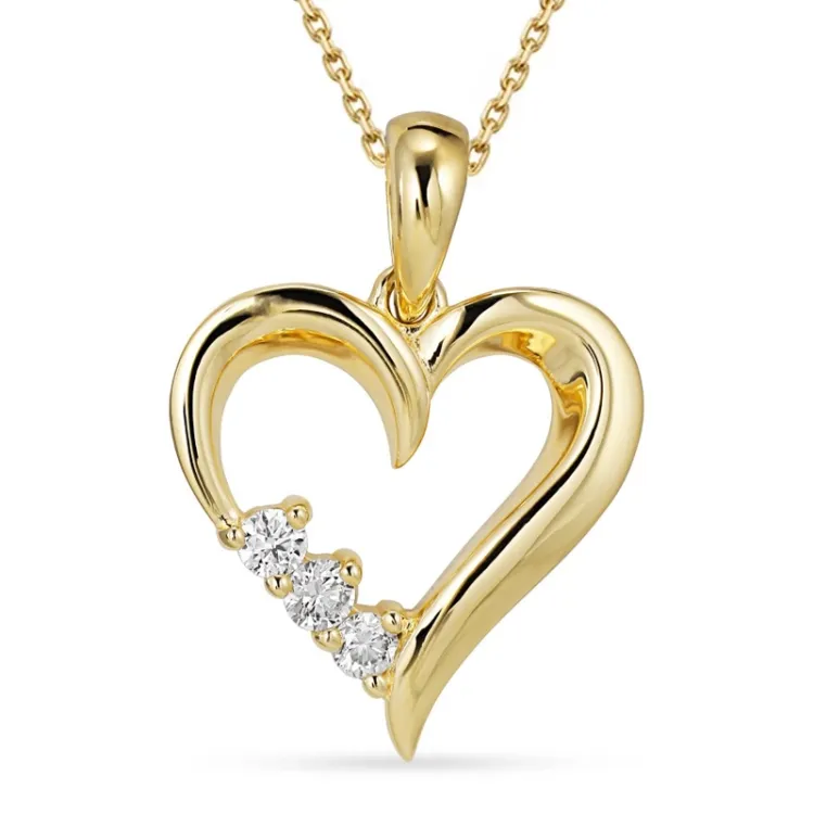 hjärta diamant halsband i förgyllt silver med hängen i 8 karat guld - Gold Collection