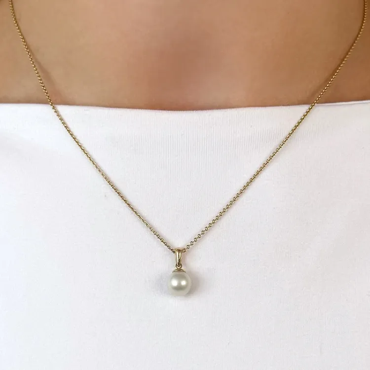 7 mm silver vit pärla hängen i 9 karat guld