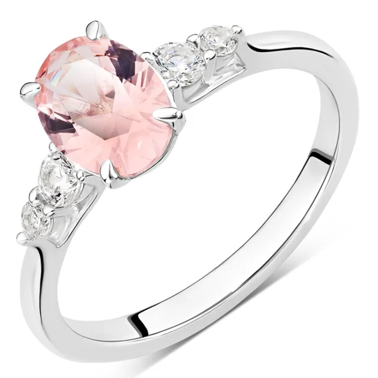 rosa zirkon ring i silver