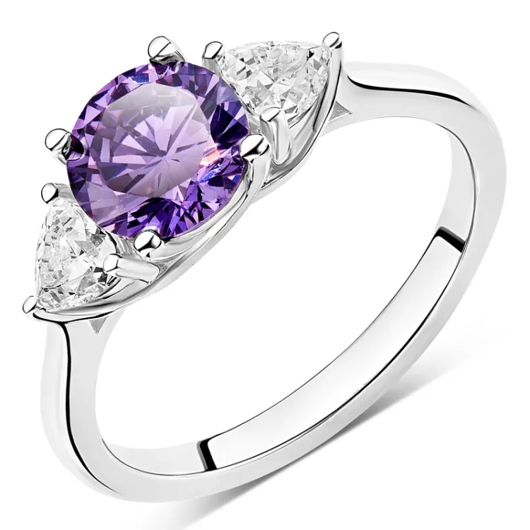 lila zirkon ring i silver