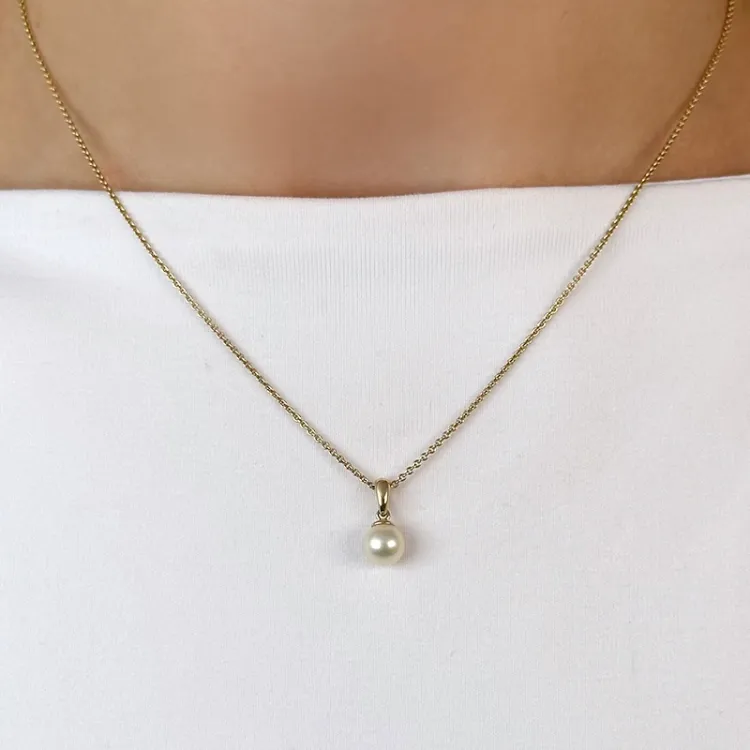 6 mm silver vit pärla hängen i 14 karat guld