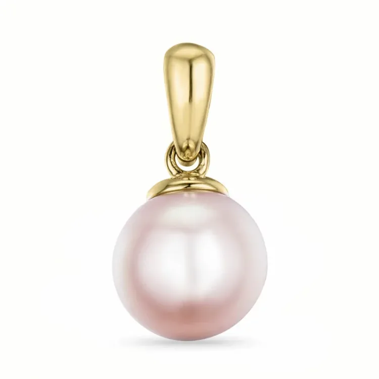 7 mm rosa pärla hängen i 14 karat guld
