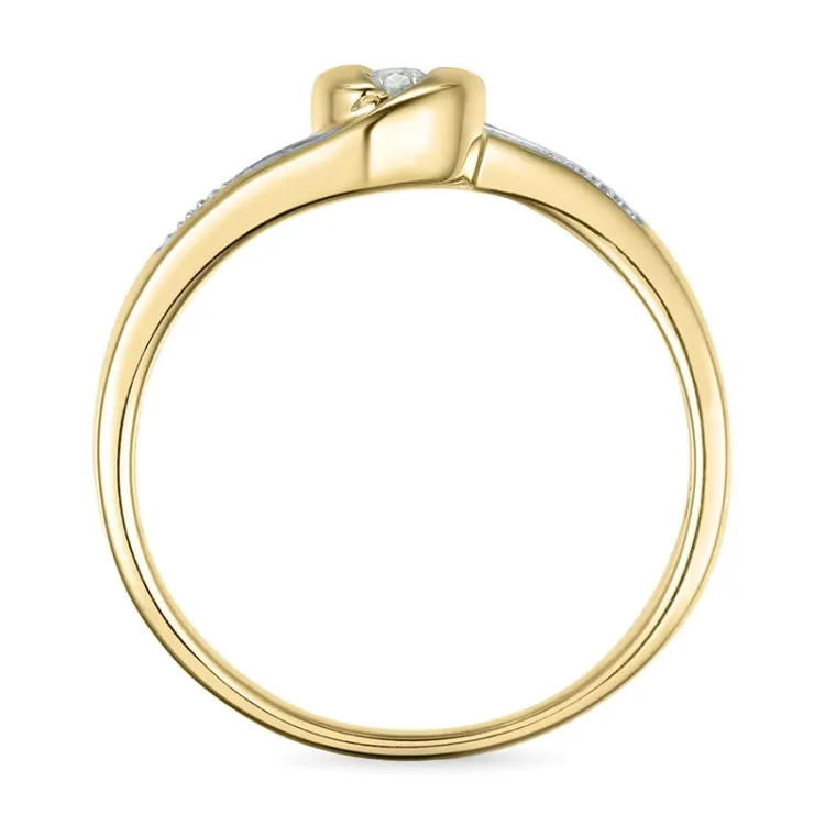 abstrakt diamantring i 9 karat guld- och vitguld 0,05 ct