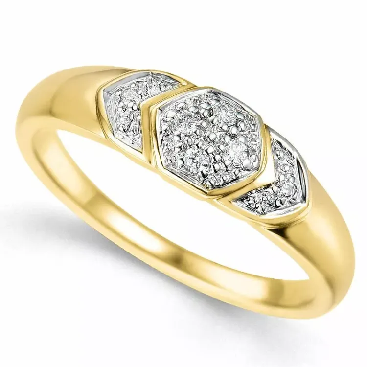 Enkel diamantring i 9 karat guld- och vitguld 0,05 ct