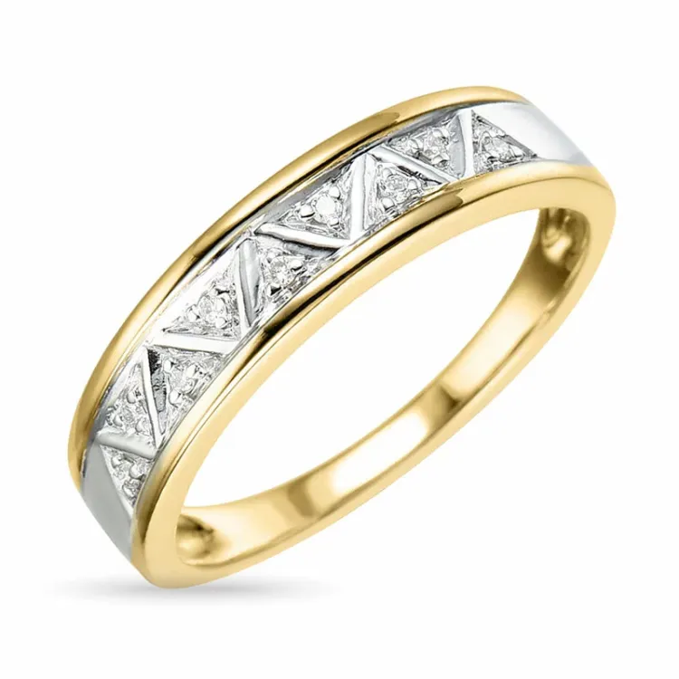 abstrakt diamant ring i 9 karat guld- och vitguld 0,04 ct