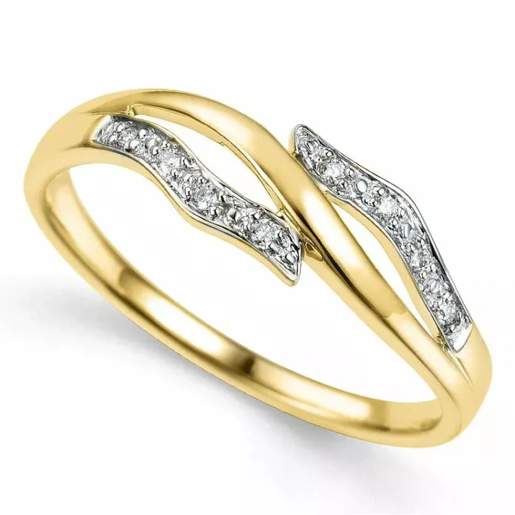 abstrakt diamant ring i 9 karat guld- och vitguld 0,04 ct