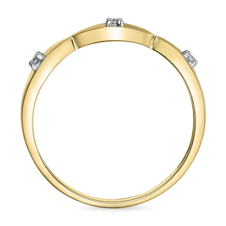 abstrakt diamant ring i 9 karat guld- och vitguld 0,02 ct