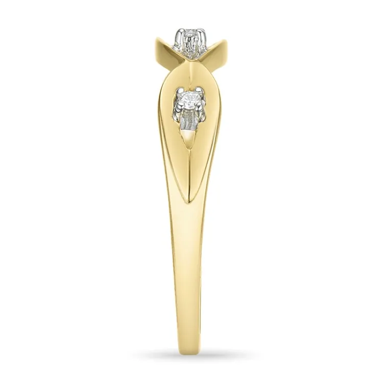 abstrakt diamant ring i 9 karat guld- och vitguld 0,02 ct