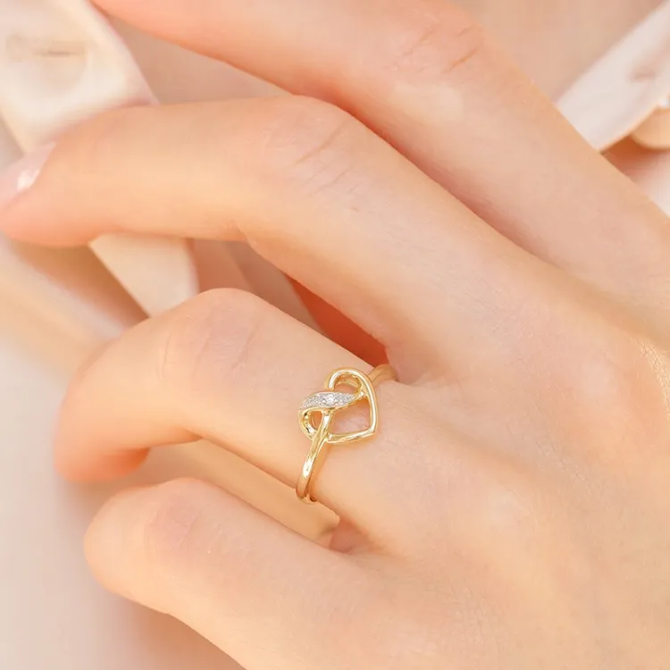 hjärta diamant ring i 9 karat guld 0,008 ct