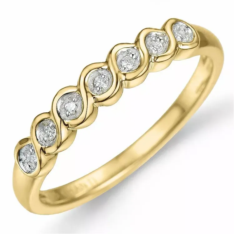 diamant ring i 9 karat guld med rhodium 0,04 ct