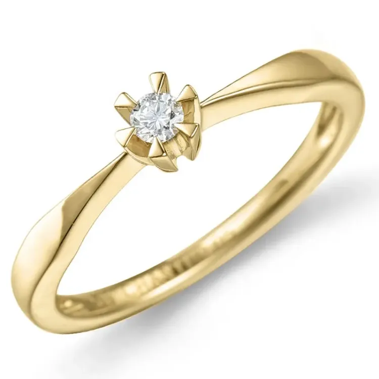 0,05 ct diamant solitärring i 9 karat guld 0,05 ct