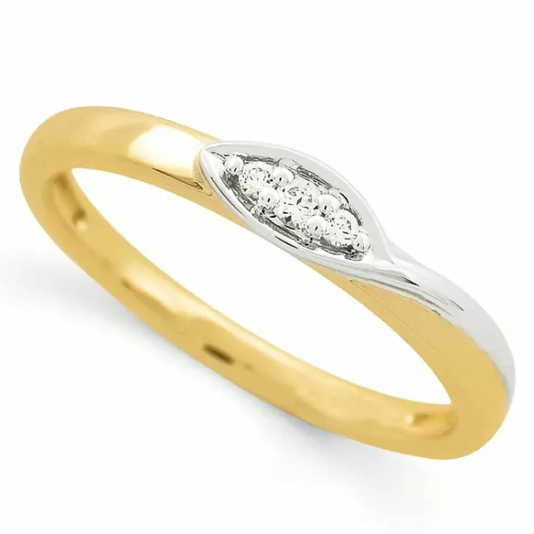 abstrakt diamant ring i 9 karat guld- och vitguld 0,04 ct