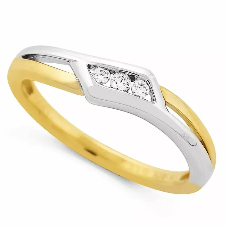 abstrakt diamant ring i 9 karat guld- och vitguld 0,06 ct