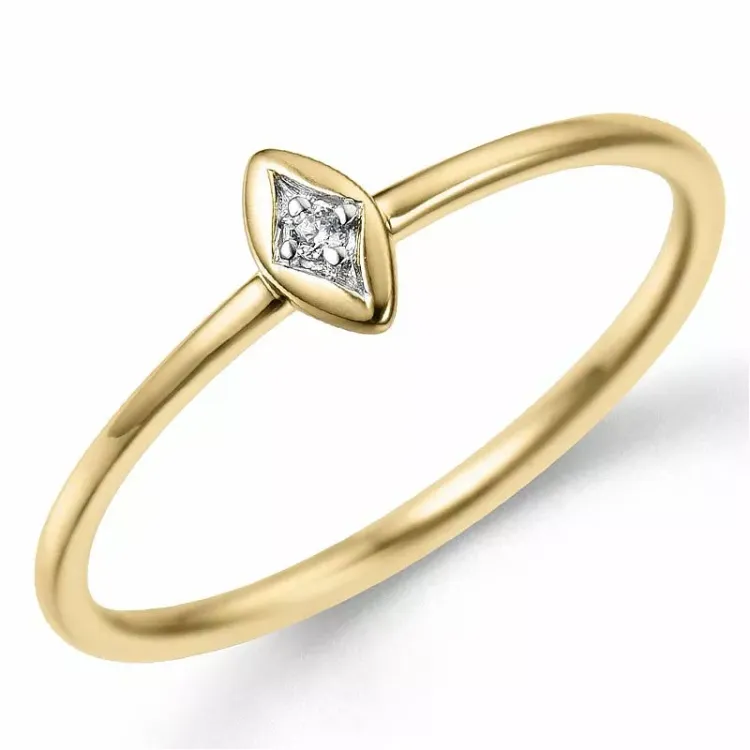 Fyrkantigt diamantring i 9 karat guld 0,01 ct